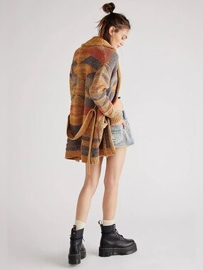Pendleton || Monterey Belted Cardi Cardigan Sweater Southwestern Gold Orange S